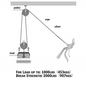 Palan à corde souple de 2 000 LBS, 50 pieds, avec coque #AHLT0002