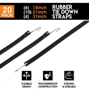 Heavy Duty Rubber Tarp Bungee Straps with S Hooks #XS35001