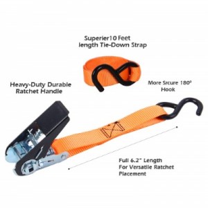 Xstrap 900LBS 1″ 10FT Ratchet Tie Down Straps with Hooks