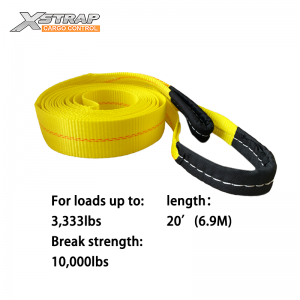 สายรัดลากสำหรับงานหนัก 10,000LBS 2″x20FT พร้อม Cordura Eyes #XS41104